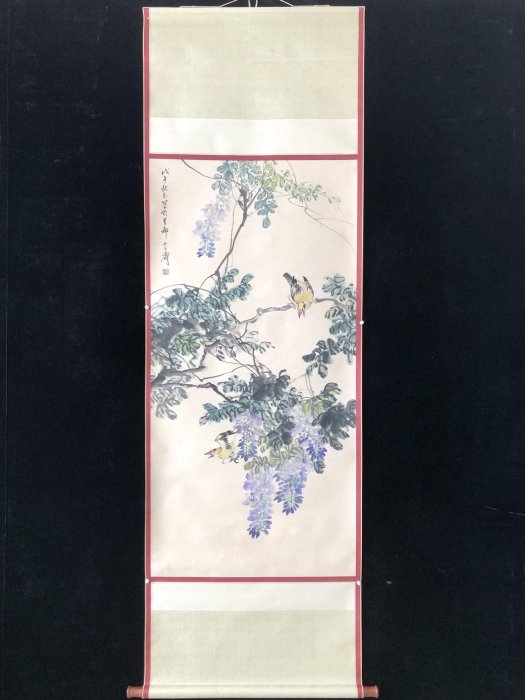 王雪涛 花鳥画 四条屏 相鳴生情 掛け軸 表装済み LB106【王雪濤】花鳥