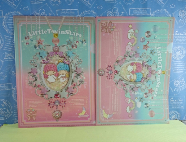 【震撼精品百貨】Little Twin Stars KiKi&LaLa 雙子星小天使~A4分頁夾 貼鑽