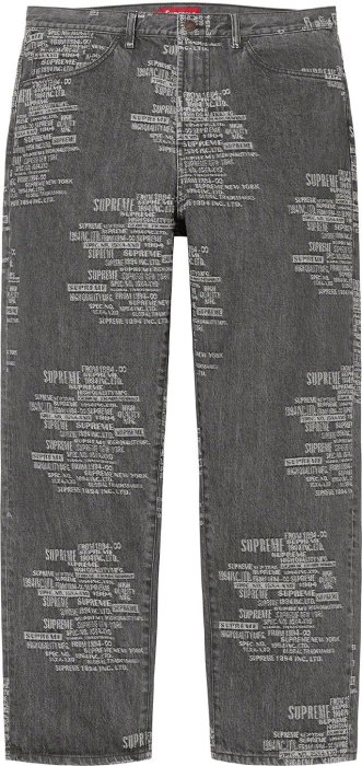 紐約范特西】預購SUPREME SS23 TRADEMARK JACQUARD BAGGY JEAN 牛仔褲