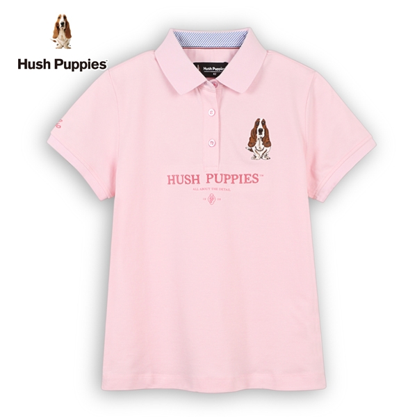 Hush Puppies POLO衫 女裝簡約英文刺繡狗短袖POLO衫