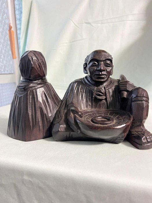 木彫り像　農夫座像 木雕像農夫像坐像| Yahoo拍賣