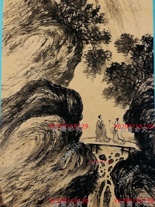 珍藏現代畫家傅抱石手繪山水風景四條屏，傅抱石原名長生、瑞麟，號抱石