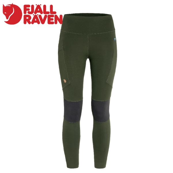 【Fjallraven 小狐狸 女 Abisko Trekking Pro 緊身褲《森林綠/鐵灰》】F84771/登山褲/瑜珈褲