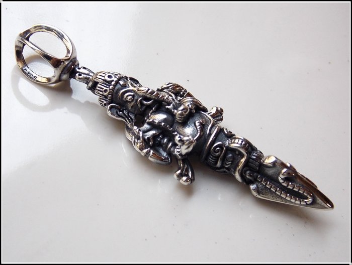 雅之賞|藏傳|佛教文物】特賣* 925純銀復古款精緻手工象神金剛杵吊墜