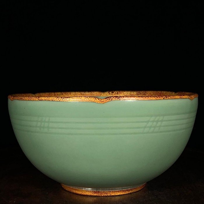 宋龍泉窯包口葵口碗，高7.5直徑15.5cm，300962 瓷器官窯汝窯【古雲