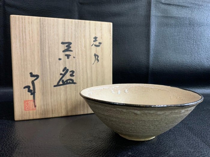 藏舊尋寶屋】老日本昭和初期開片陶抹茶碗附木箱※1106311-108GS※11/28