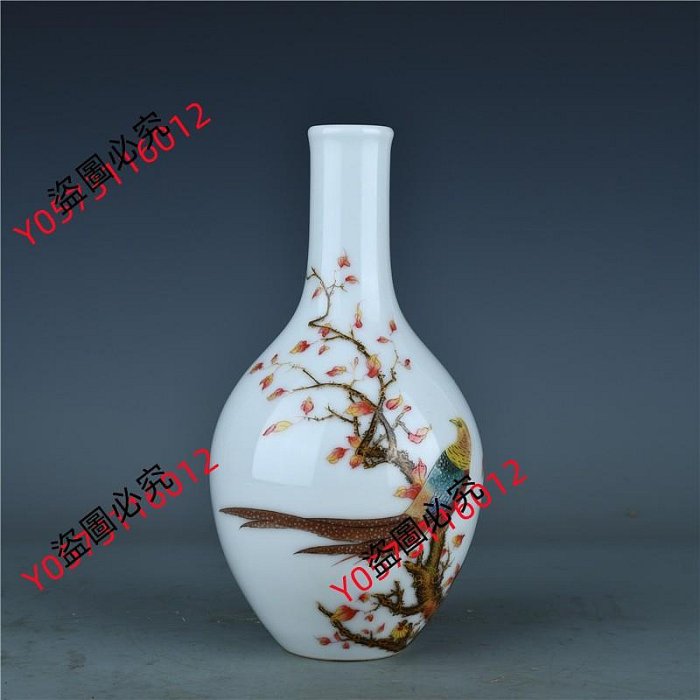 清乾隆御制琺瑯彩錦上添花紋單瓶古董古玩古瓷器文玩收藏老物件高19.5