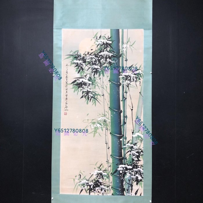 B166【啟功】竹子，四尺純手繪作品，尺寸:200*87cm左右，畫芯尺寸:130