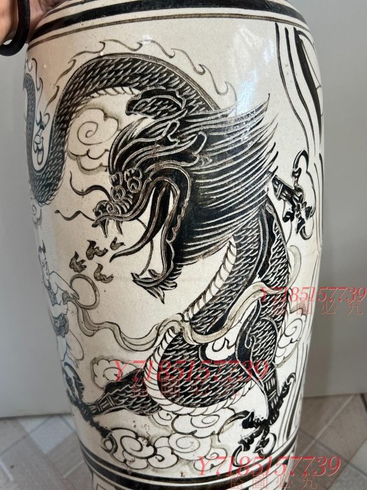 磁州窯龍王圖大梅瓶瓷器古玩瓷器老窯藝術收藏品瓷器老瓷收藏【錦繡古玩