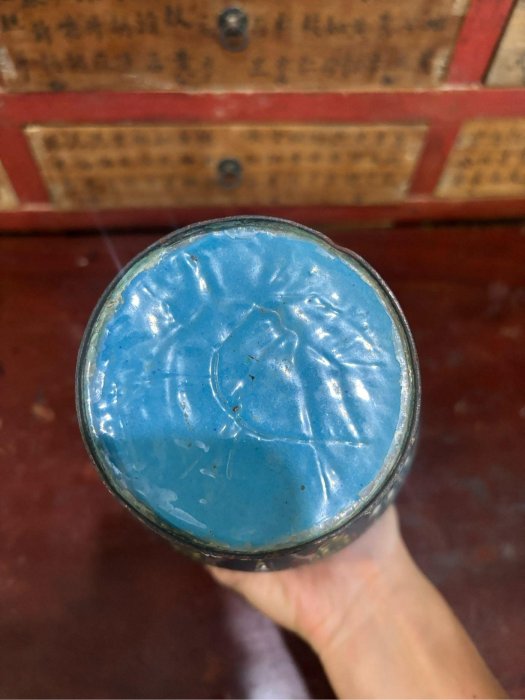 清末民初銅胎掐絲琺瑯壽紋花瓶完整。古董花瓶早期銅花瓶清代銅胎掐絲