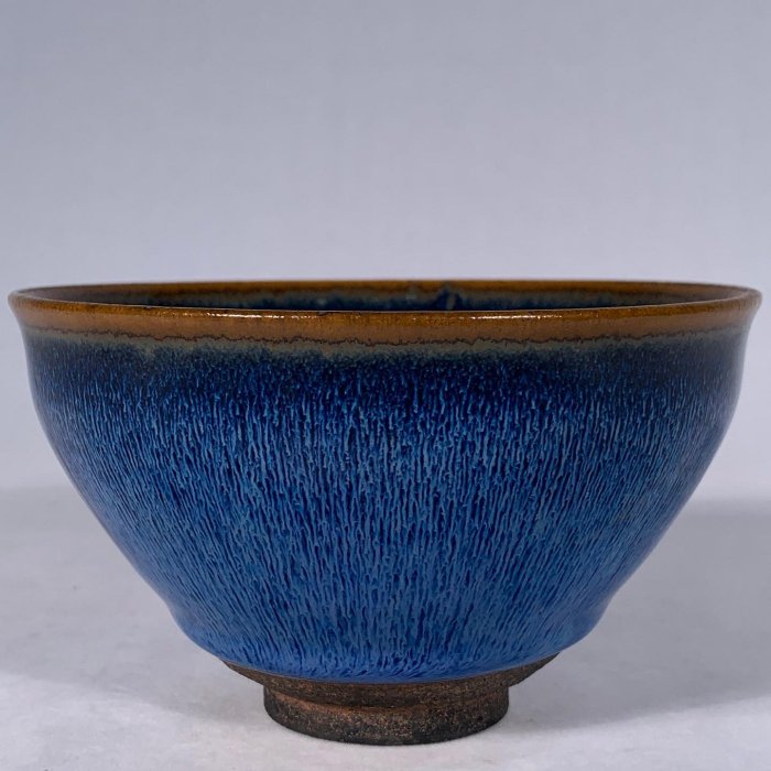 宋建窯藍釉兔毫盞，高7直徑12.5cm，150683 瓷器官窯汝窯【古雲