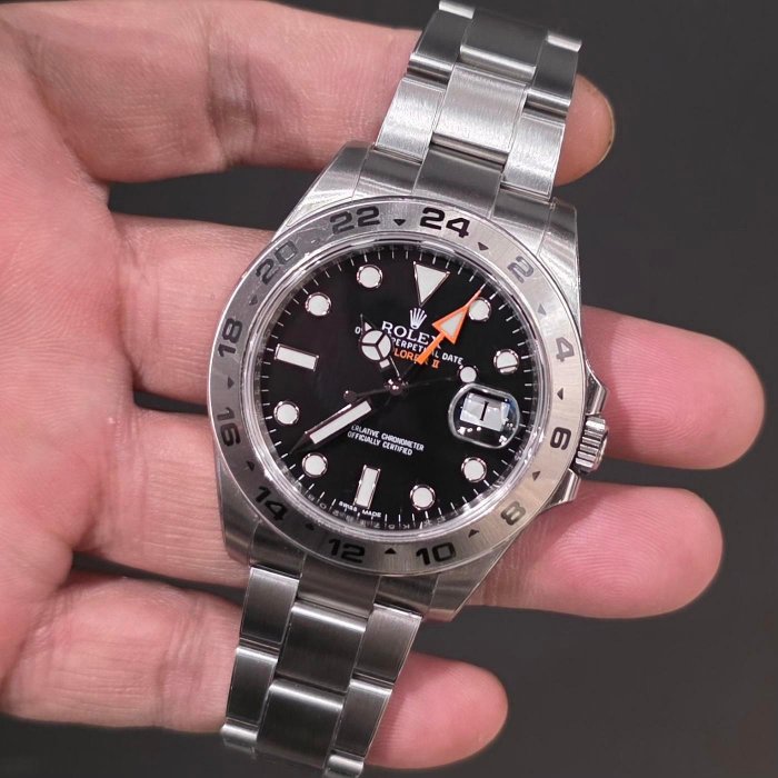 【個人藏錶】 ROLEX 勞力士 216570 探險家二代 黑色面盤+大橘GMT指示針 日期顯示 數字刻度錶圈 自動上鍊機械錶 42mm