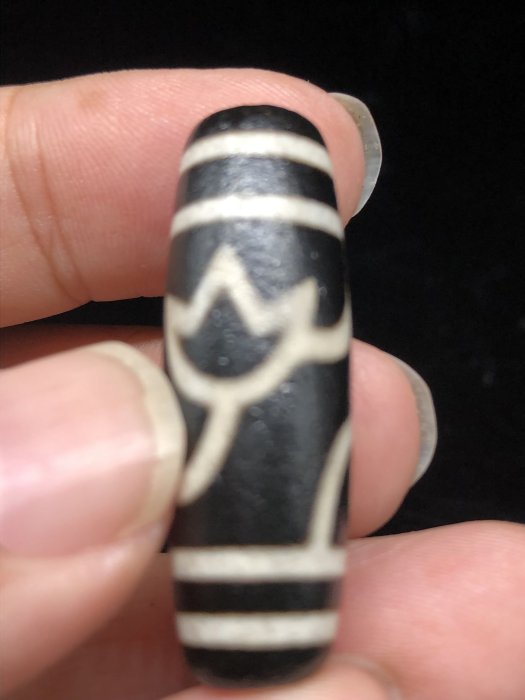 西藏天珠四線蓮花天珠37.5mm 黑瑪瑙特殊滲透工藝黑白分明高品質特價350