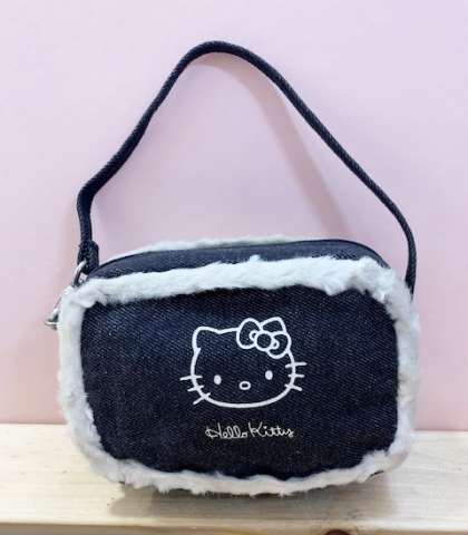 【震撼精品百貨】Hello Kitty 凱蒂貓~日本SANRIO三麗鷗KITTY化妝包/收納包-牛仔提袋*04717