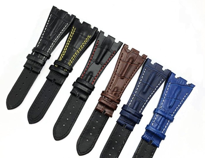 【錶帶家】代用 AP 愛彼皇家橡樹 ROYAL OAK 真頭層牛皮壓鱷魚紋錶帶 28mm 收18mm