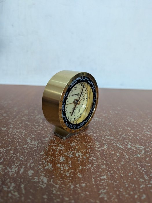 德國製Wehrle Niteglo Travel Alarm Clock 銅製世界時間旅行時鐘鬧鐘