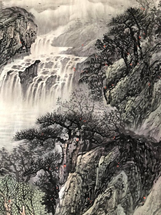 Z299【潘天壽】山水，八尺橫幅純手繪作品尺寸約：239*100厘米未裝裱