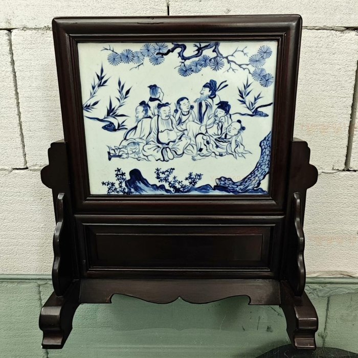 銅 細工 中国神話八仙過海 屏風 挿屏 茶台 文机 装飾品 工芸品 置物 銅