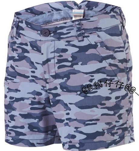貓仔仔美國童裝-賠本出清 columbia 全新精繡品牌logo英文字樣款藍灰色系迷彩圖案休閒短褲-10-免運費