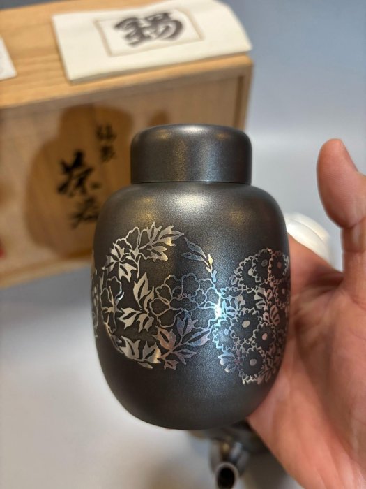 日本中古本錫錫半造大阪浪華錫器錫制茶器組合錫罐錫茶葉罐錫茶入日本錫