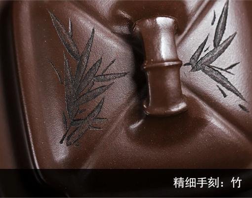 紫砂壺-H07國家工藝美術師-朱鳳妹手製-210cc老格紫泥陳腐料-竹煙波月壺