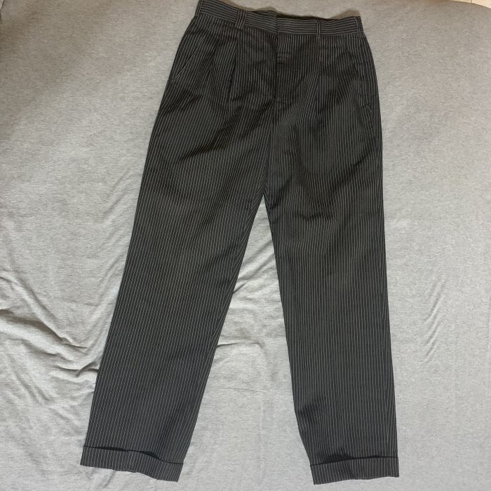 [30腰] 黑色 西裝褲 白細線 黑白 直條紋 休閒褲 訂做 二手 雅痞 時尚 長褲 GU ZARA UNIQLO