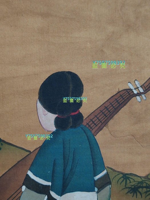 編號ZX38 三尺中堂手繪唐寅人物材質：絹本一物一圖實物攝！ 【唐韻坊