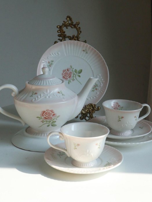 全品帶盒｜法國Anneau+日本設計師聯名玫瑰花茶杯咖啡杯甜品碟茶壺日本many風復古玫瑰