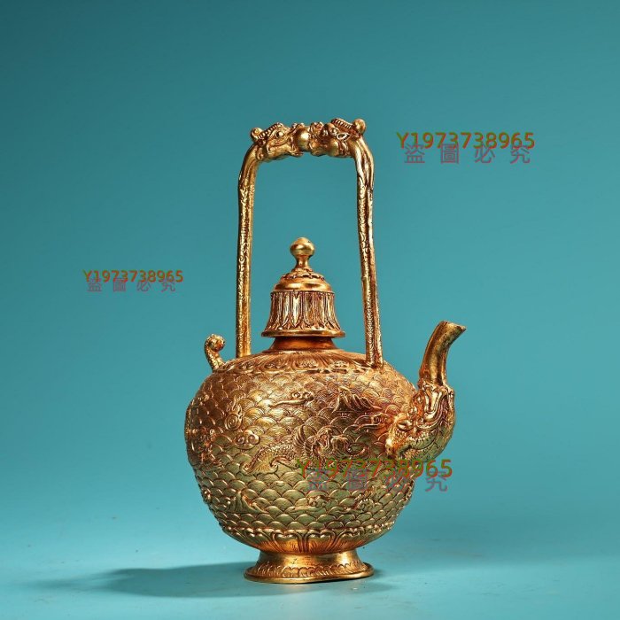 純銅全銅高浮雕工藝鎏金酒壺工藝精湛器型款式精美重750克高18.5厘