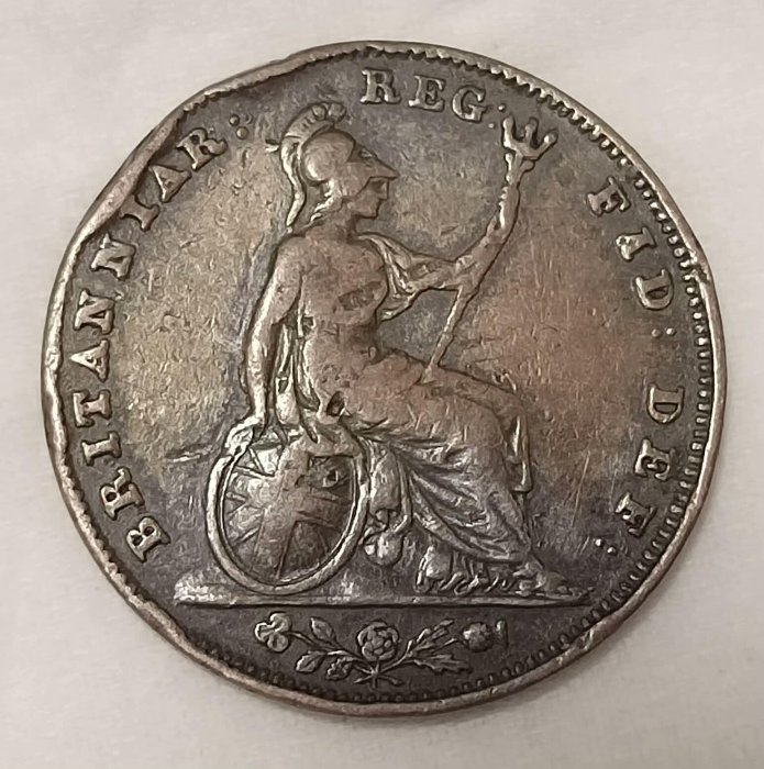 英國1843年維多利亞女王1法新銅幣22mm30293 | Yahoo拍賣