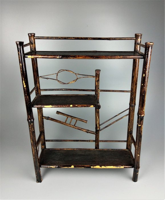 e1932 煎茶棚 紋竹 器局 九如堂一茶 花押 茶棚 茶道具 煎茶