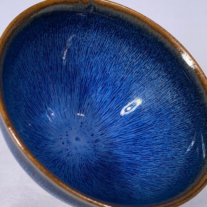 宋建窯藍釉兔毫盞，高7直徑12.5cm，150683 瓷器官窯汝窯【古雲