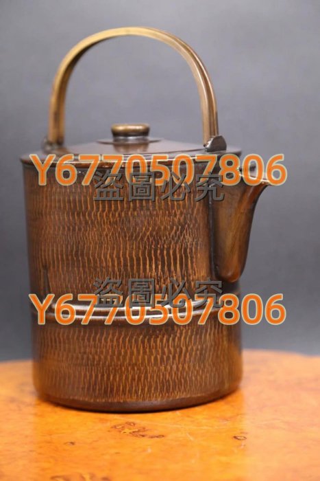 日本茶道具金誠堂制《銅制竹節型銅水注銅壺》 日本古美術古董銅水注