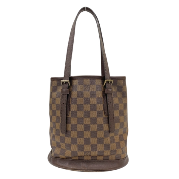 LOUIS VUITTON LV 路易威登 棕色 棋盤格帆布 Marais 水桶包 手提包 無小袋 N42240 【二手名牌BRAND OFF】