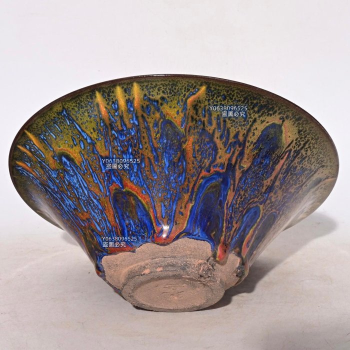 宋建窯東嶽款曜變釉盞，高8.3×21.5釐米300727 鈞窯汝瓷官窯二手【古雲