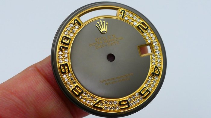 【單售面盤】無暇特殊面MA多層鑽灰色面！ROLEX勞力士原裝整片18K K金面盤！ （ 18038 18238 18048 18388...都可用）