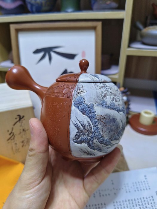 旧家蔵出 新品 常滑焼 吉川雪堂 吉川壺堂 合作 朱泥 急須 茶器 真作保証 ① 日本回流常滑燒朱泥吉川雪堂吉川壺堂早期合作作品吉川雪堂雪堂款