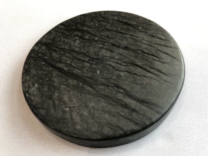 歙州太史硯】◇水波紋・眉子紋・銀線・銀華紋の蒼黒美石◇約八吋◇唐木