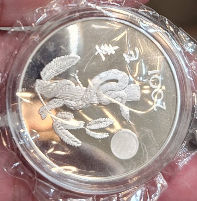 中国 彩色記念銀貨 10元銀貨 2001年 中国 辛巳 蛇年 カラー銀貨