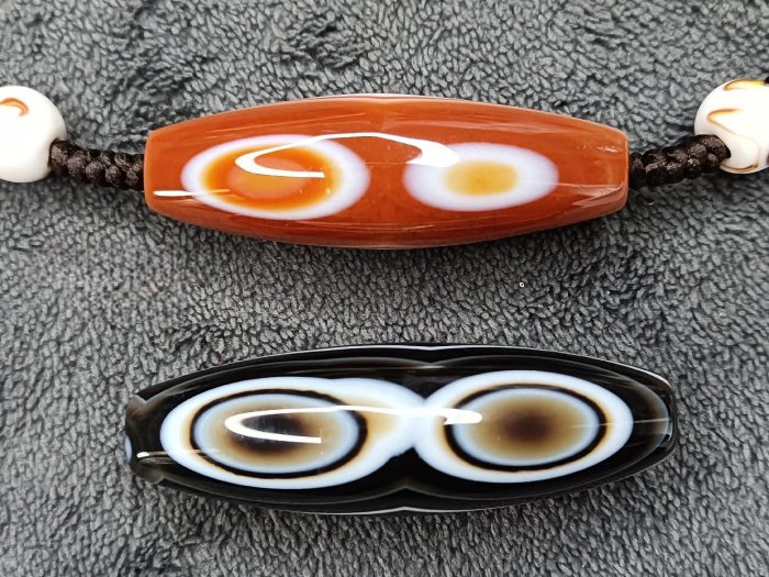 三眼天珠臻品純天然纏絲瑪瑙佛眼三眼天珠天然的三眼難得的一顆17*51mm