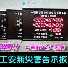 無職災-工安告示牌/萬年曆-職災/工安/產能/效率達標-出錯率@組別效率@安全/防範效能.效率看板