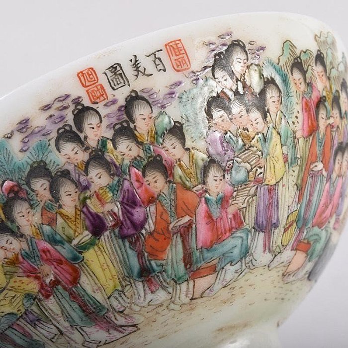 中國大清光緒年製粉彩百美図茶碗一對唐木臺付MR8899 | Yahoo拍賣