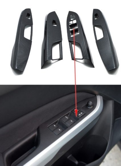 ~歐力車飾~鈴木 SUZUKI VITARA 內扶手面板裝飾框 VITARA 升窗開關面板裝飾框 碳纖維紋 核桃木紋