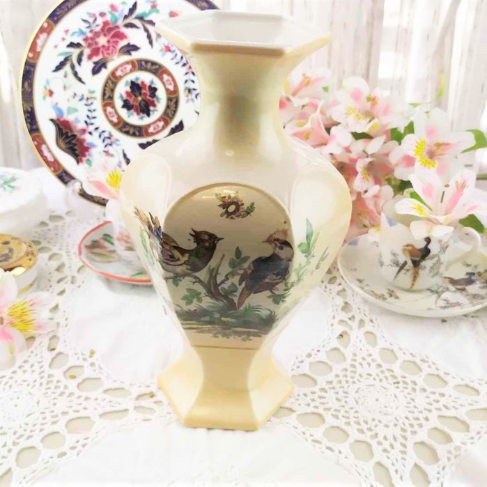 紫丁香歐陸古物雜貨♥英國1920年代Blythe手繪鳥獸ART DECO花瓶| Yahoo拍賣