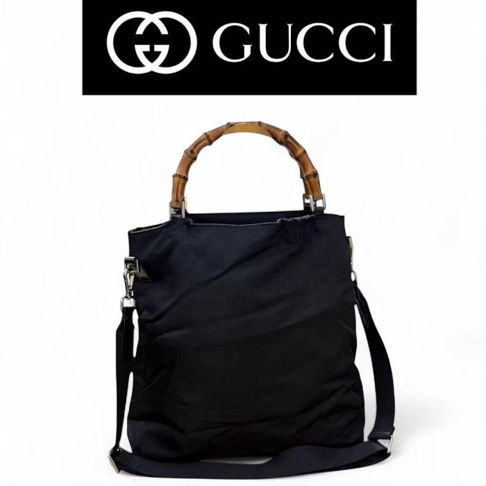 🔥GUCCI 竹節尼龍托特包 真品 手提包 側背包 斜背包 大容量 商務包 通勤包 公事包 可放A4 男女通用 輕量 現貨真品