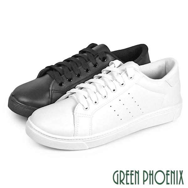 男鞋 小白鞋 休閒鞋 板鞋 皮革 綁帶 臺灣製【GREEN PHOENIX 波兒德】P-18756