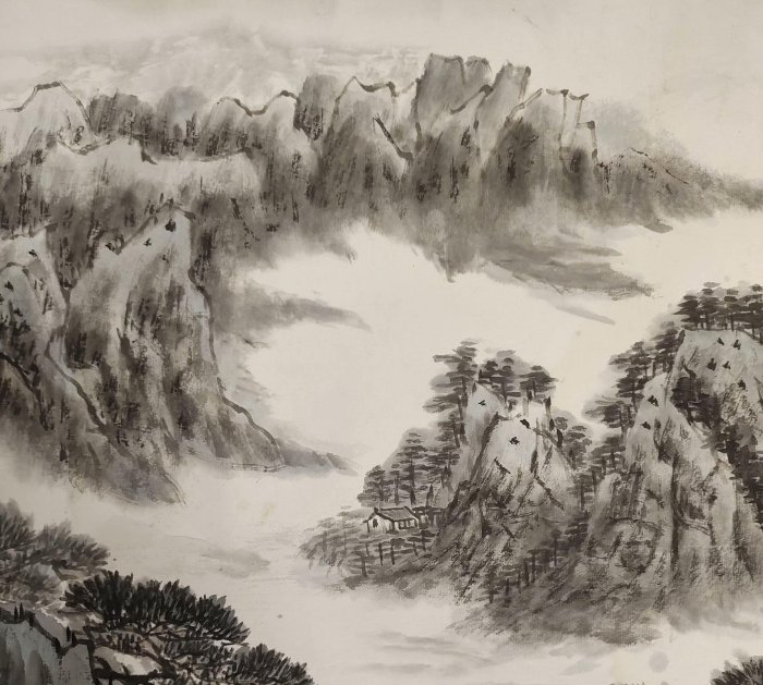 范華山水畫作山水橫幅長卷風采壁掛精品老件舊韻93.5×49.2cm 紙本鏡心