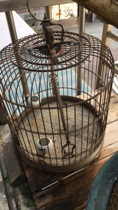 二手】竹製老品畫眉鳥籠/飼料杯盒/飲水杯/水果叉（物品供裝飾使用