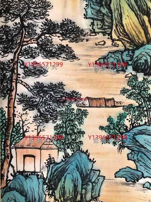 19【黃賓虹】山水純手繪四條屏，裱好尺寸高x寬：175x39cm 左右畫芯尺寸