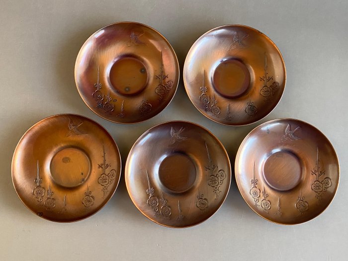 煎茶道具　茶托五客 煎茶道具茶托五客